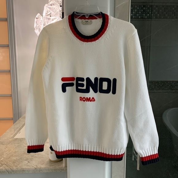 FENDI EMBROIDERED STRIPED COTTON SWEATER - Picture 3 of 15